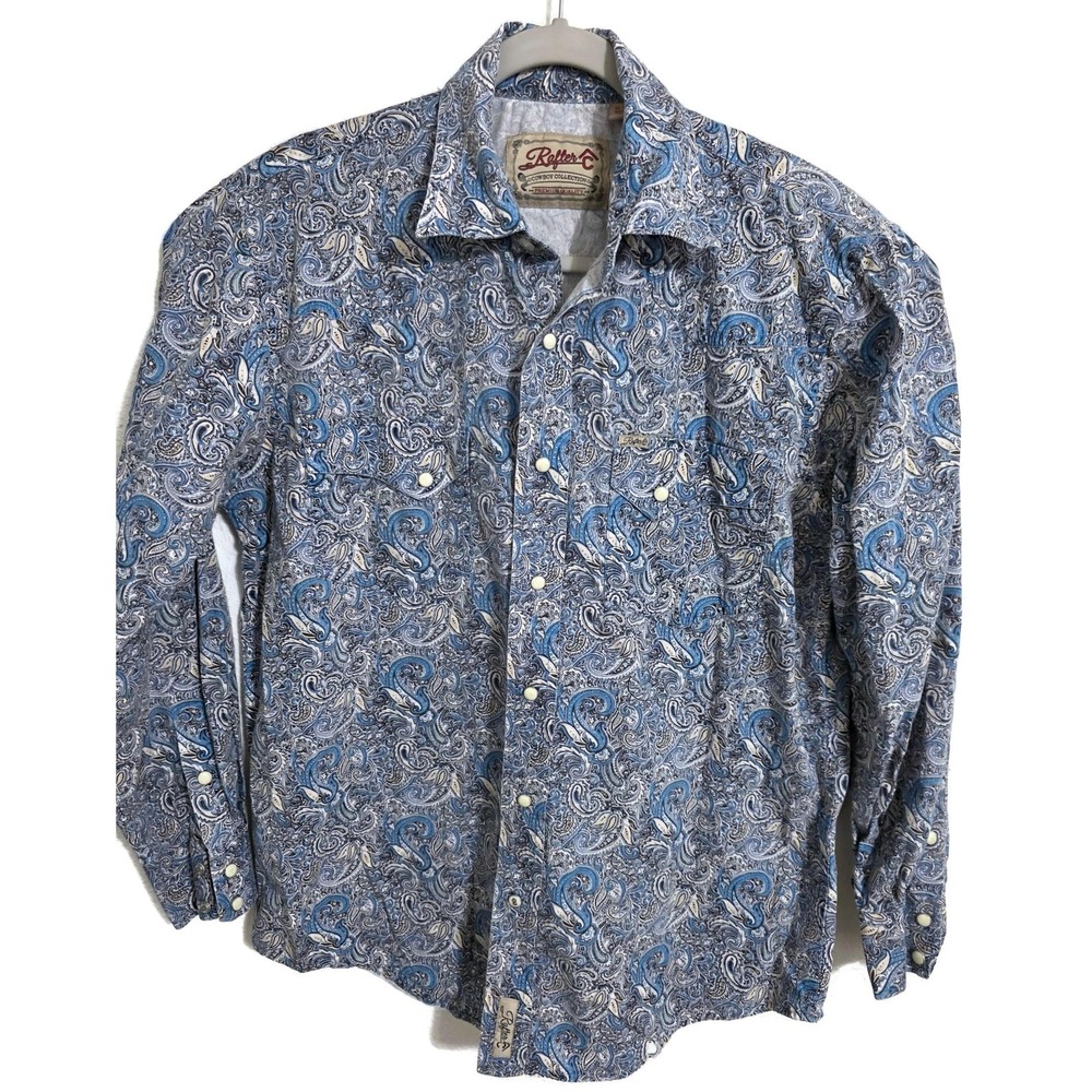 Rafter C Mens XL Blue Paisley Long Sleeve Snap Western Shirt RC-1710704